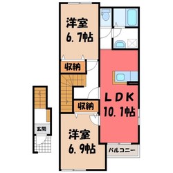 東武宇都宮駅 バス40分  上河内地区市民センター下車：停歩6分 2階の物件間取画像